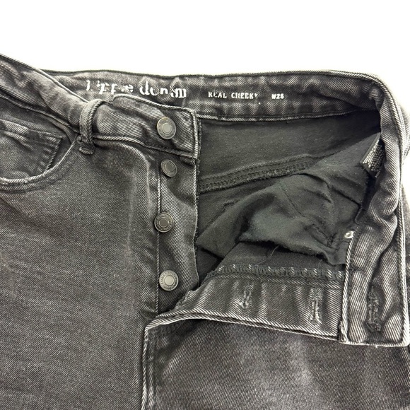 Hippie Denim Real Cheeky Distressed Raw Hem Button Fly Stretch Jeans sz 28 Black - Picture 6 of 12